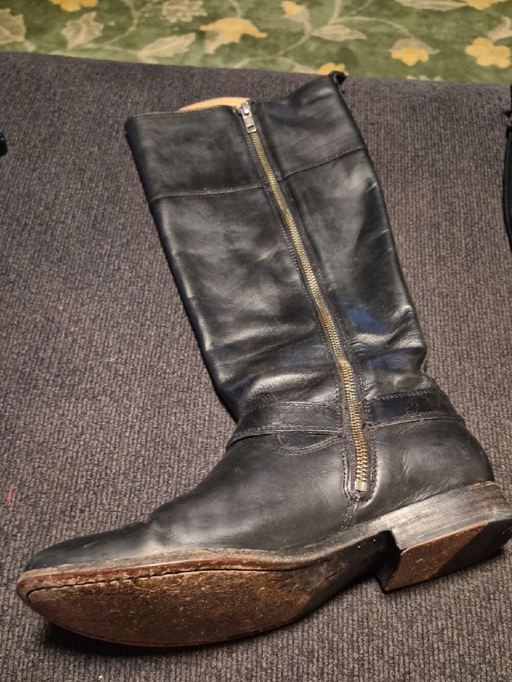 Frye Black Leather Women's Harness Knee-High Boots - Picture 9 of 11